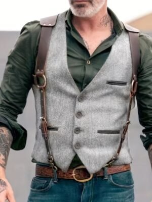 95519c28-c116-424d-b7f8-0a71bdd18e0b.jpg A Simple And Casual British Style Vest In Contrasting Colors For Men Without Straps